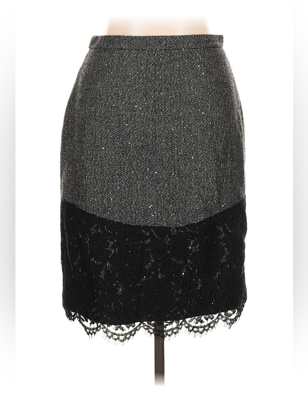 J CREW Herringbone Wool Lace Sequined The Perfect Party Skirt Sz 10 PETITE